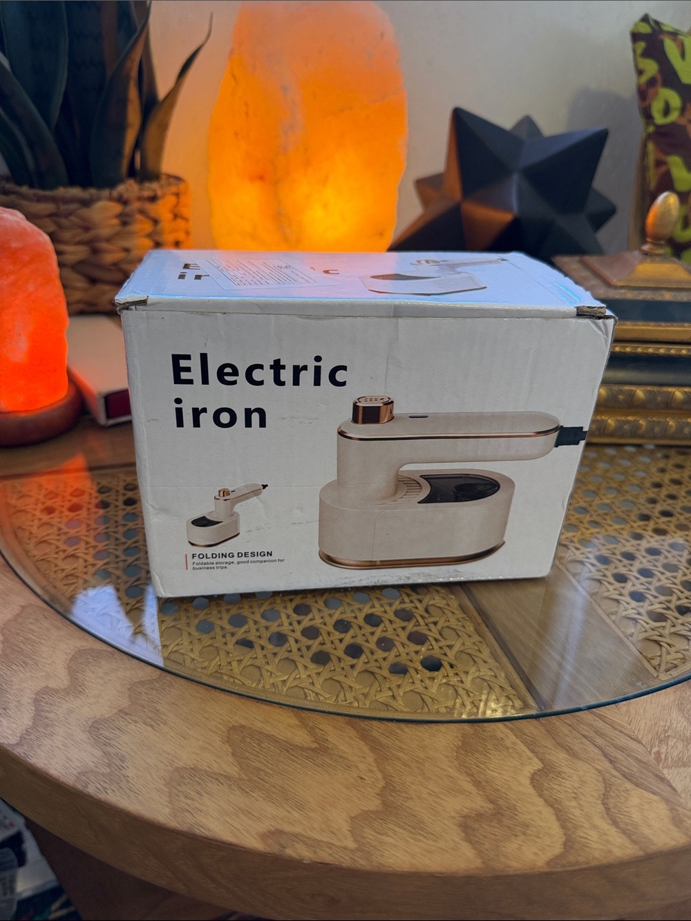 Compact Electric Iron - Cream and Rose Gold Accent